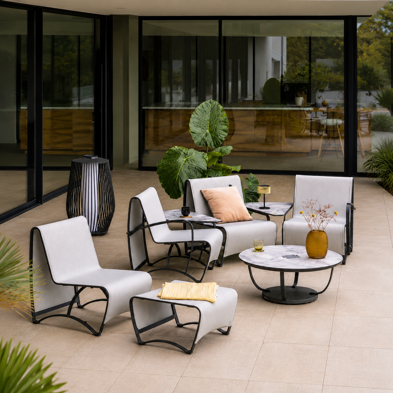 طقم أريكة خارجية جيت ستريم رمادي من LES JARDINS