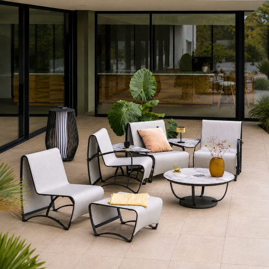 طقم أريكة خارجية جيت ستريم رمادي من LES JARDINS