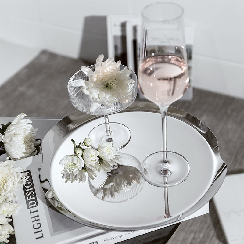 HD Stainless Steel Round Tray with Handle/ Shallow S