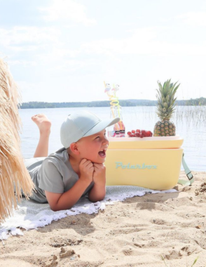 صندوق تبريد أصفر من بولار بوكس ​​مع حزام أزرق سماوي - ٢٠ لترًا