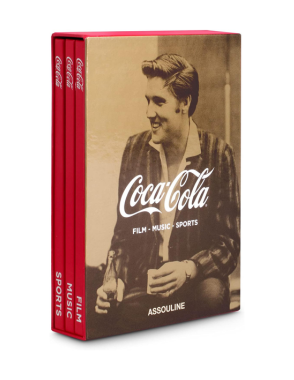 مجموعة ASSOULINE Coca-Cola المكونة من ثلاثة أجزاء: فيلم، موسيقى، كتاب رياضي
