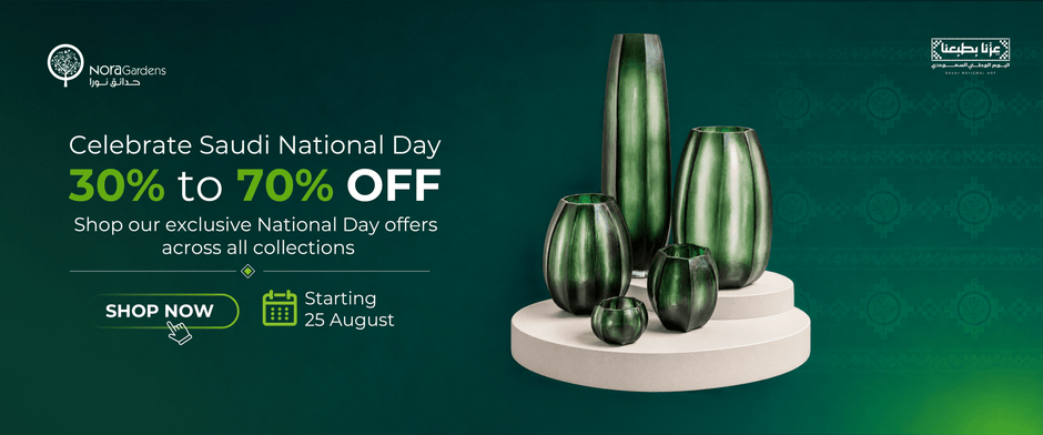 Saudi National Day sale at Nora Gardens — 30% to 70% off across all collections