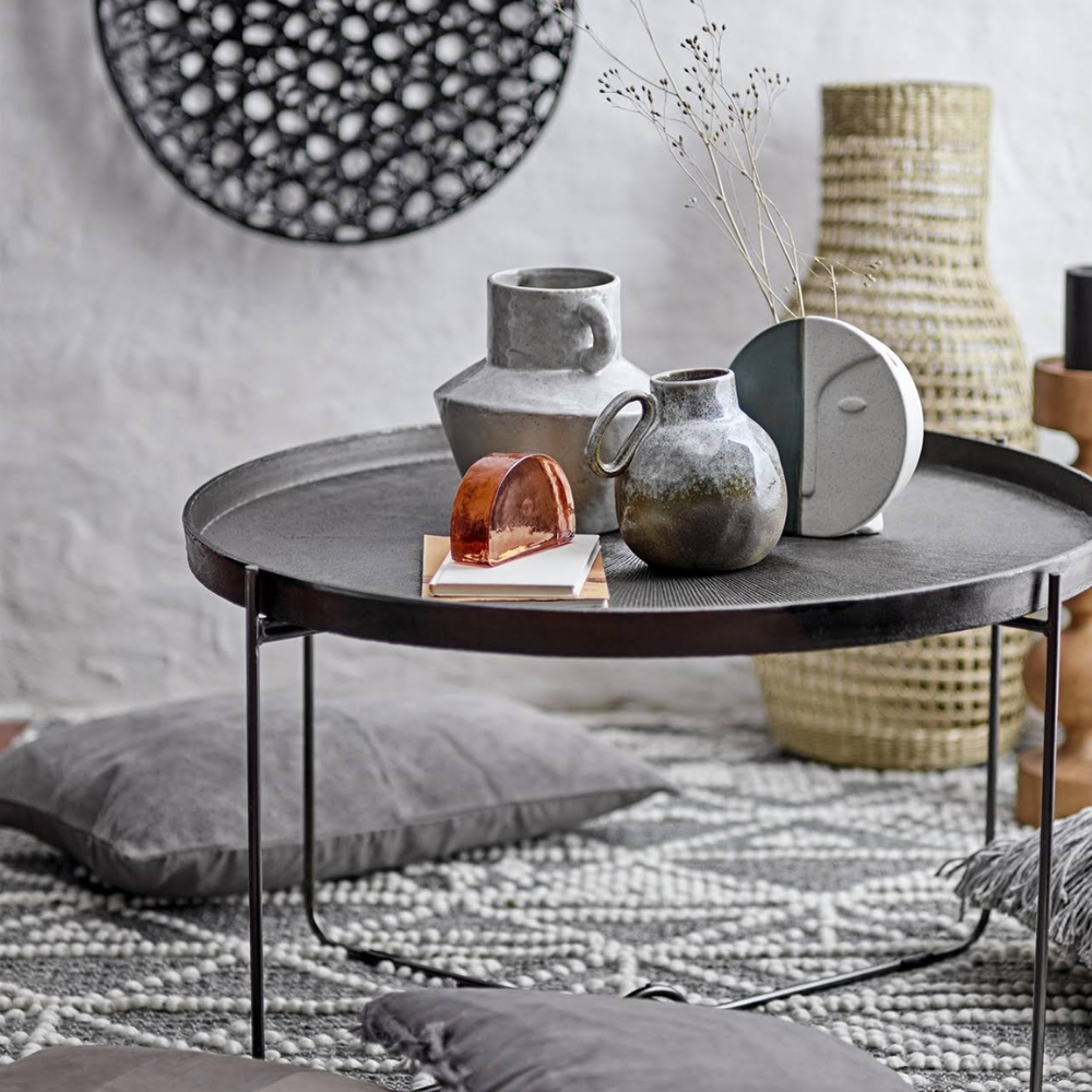 وسادة مستطيلة من الجلد المدبوغ باللون الرمادي من بلومينغفيل