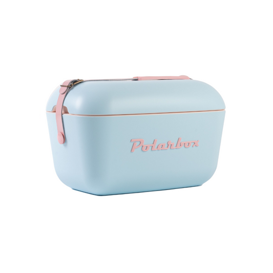 صندوق تبريد بولار بوكس ​​أزرق سماوي مع حزام بوب وردي صغير - ١٢ لترًا