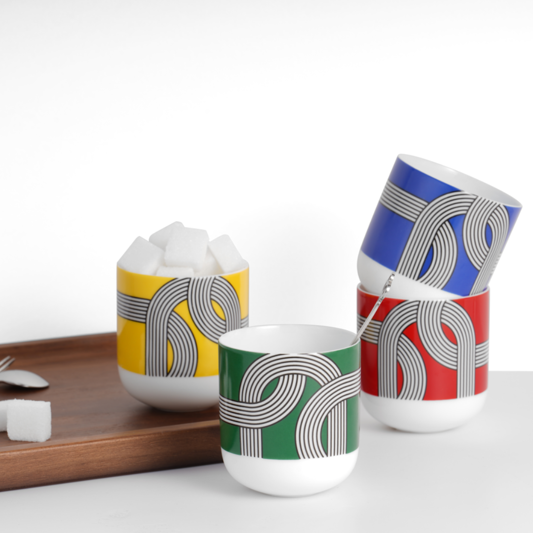 طقم أكواب ريسونغ - 4 قطع سيراميك